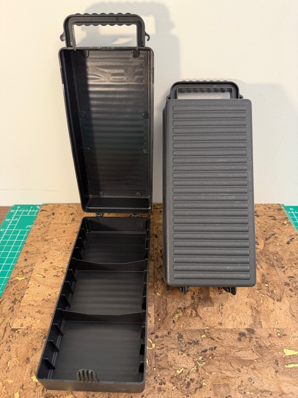 Set of 10 x 4 “ Black Plastic Cassette Organizer Case with Handles